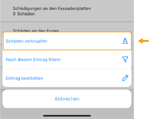 Checklisten - Schäden verknüpfen